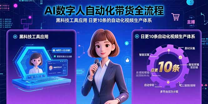 AI数字人自动化带货全流程：黑科技工具应用 日更10条的自动化视频生产体系-副业宝典