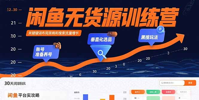 闲鱼无货源训练营：账号准备养号/垂直化选品/黑搜玩法，0基础30天盈利指南-副业宝典