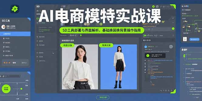 AI电商模特实战课，SD工具部署与界面解析，基础换装换背景操作指南-副业宝典