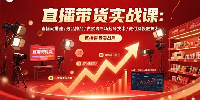 直播带货实战课：直播间搭建/选品排品/自然流三场起号技术/微付费投放技术-副业宝典