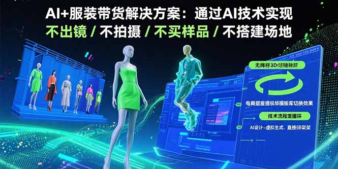 AI+服装带货解决方案：通过AI技术实现 不出镜/不拍摄/不买样品/不搭建场地-副业宝典