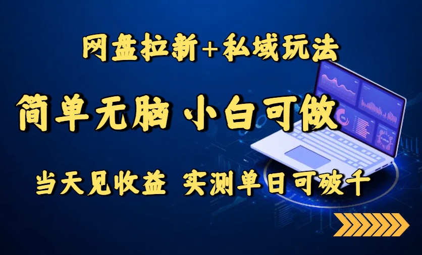 网盘拉新+私域玩法，简单无脑，小白可做，当天见收益，实测单日可破千-副业宝典