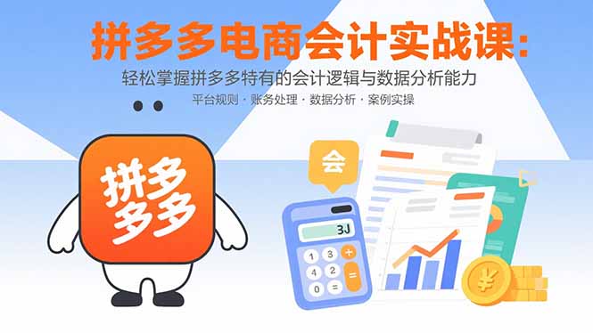 拼多多电商会计实战课：轻松掌握拼多多特有的会计逻辑与数据分析能力-副业宝典