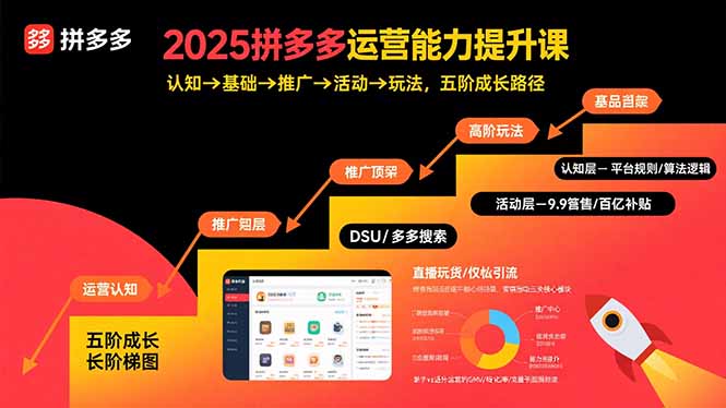 2025拼多多运营能力提升课：认知→基础→推广→活动→玩法，五阶成长路径-副业宝典