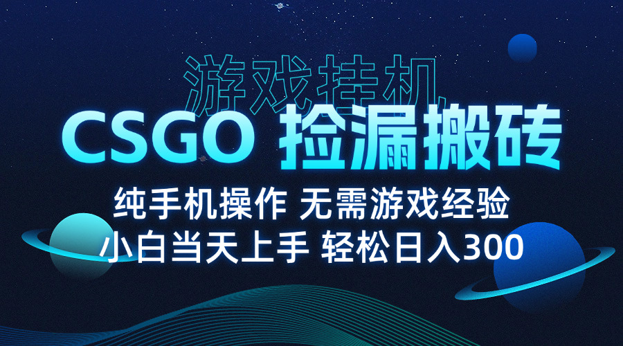 8月最新游戏搬砖，CSGO纯挂机，不需要玩游戏，实现真挂机，月入1W+-副业宝典