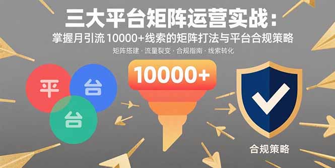 三大平台矩阵运营实战：掌握月引流10000+线索的矩阵打法与平台合规策略-副业宝典