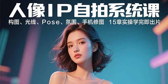 人像IP自拍系统课：构图、光线、Pose、氛围、手机修图 15章实操学完即出片-副业宝典