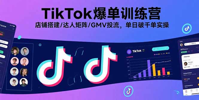 TikTok爆单训练营，店铺搭建/达人矩阵/GMV投流，单日破千单实操-副业宝典