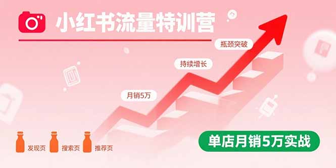 小红书流量特训营：突破流量瓶颈，实现店铺持续增长，单店月销5万实战-副业宝典