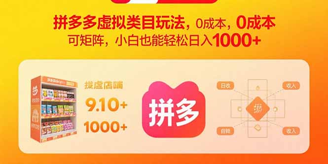 拼多多虚拟类目玩法，0成本，可矩阵，小白也能轻松日入1000+-副业宝典