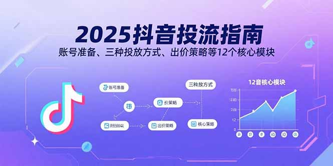 2025抖音投流指南，账号准备、三种投放方式、出价策略等12个核心模块-副业宝典