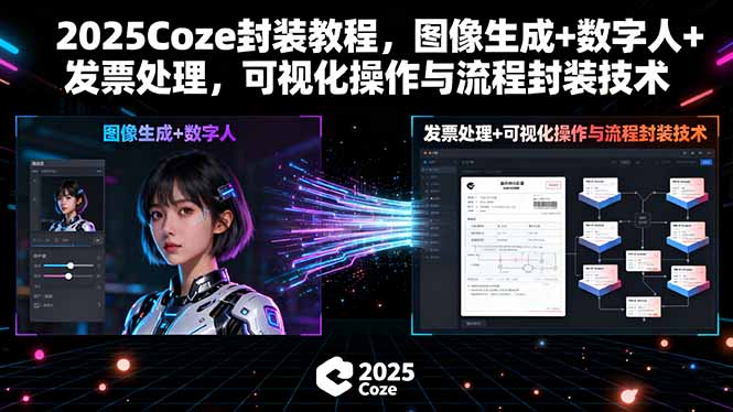 2025Coze封装教程，图像生成+数字人+发票处理，可视化操作与流程封装技术-副业宝典