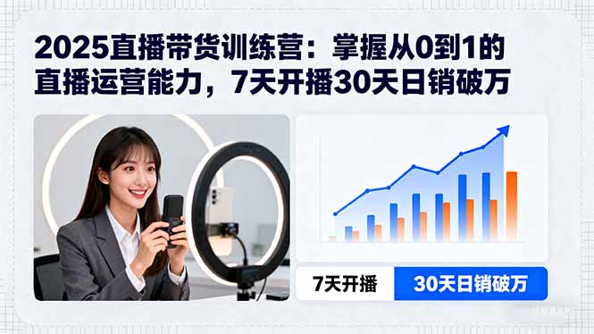 2025直播带货训练营：掌握从0到1的直播运营能力，7天开播30天日销破万-副业宝典
