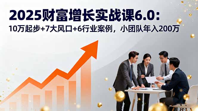 2025财富增长实战课6.0：10万起步+7大风口+6行业案例，小团队年入200万-副业宝典