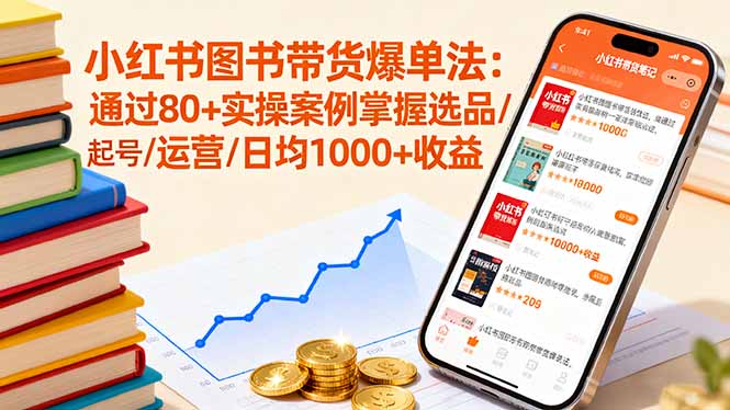 小红书图书带货爆单法：通过80+实操案例掌握选品/起号/运营/日均1000+收益-副业宝典