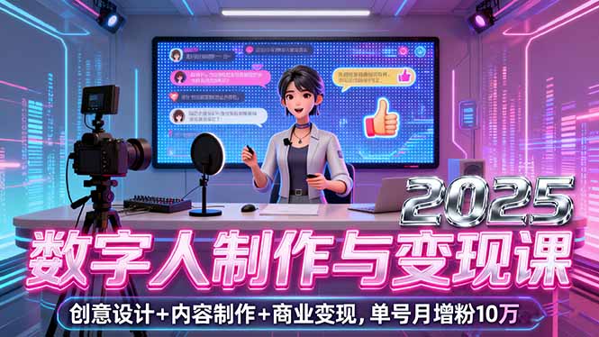 2025数字人制作与变现课，创意设计+内容制作+商业变现，单号月增粉10万+-副业宝典