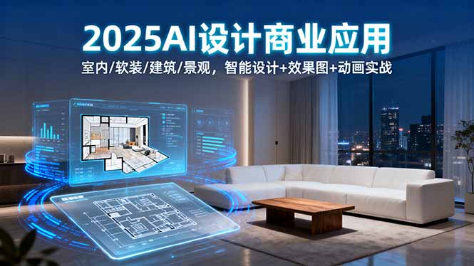 2025AI设计商业应用：室内/软装/建筑/景观，智能设计+效果图+动画实战-副业宝典