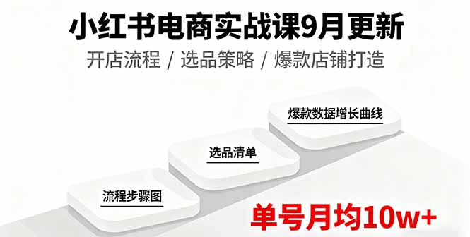 小红书电商实战课9月更新，开店流程/选品策略/爆款店铺打造，单号月均10w+-副业宝典