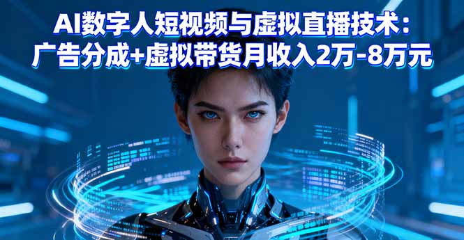 AI数字人短视频与虚拟直播技术：广告分成+虚拟带货月收入2万-8万元-副业宝典