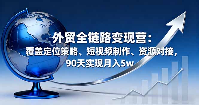 外贸全链路变现营：覆盖定位策略、短视频制作、资源对接，90天实现月入5w-副业宝典