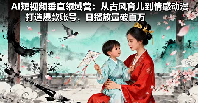 AI短视频垂直领域营：从古风育儿到情感动漫，打造爆款账号,日播放量破百万-副业宝典