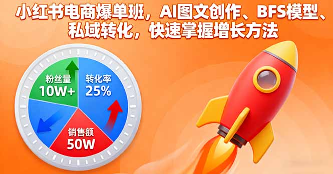 小红书电商爆单班，AI图文创作、BFS模型、私域转化，快速掌握增长方法-副业宝典
