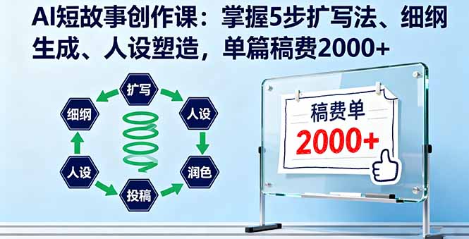 AI短故事创作课：掌握5步扩写法、细纲生成、人设塑造，单篇稿费2000+-副业宝典
