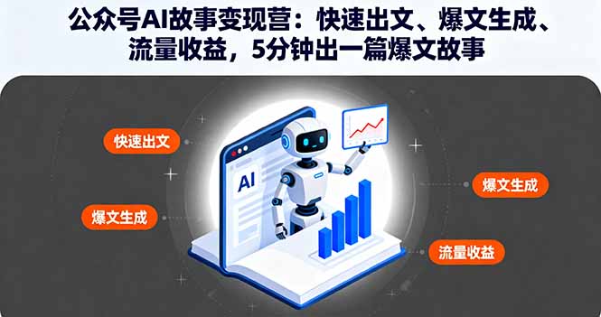 公众号AI故事变现营：快速出文、爆文生成、流量收益，5分钟出一篇爆文故事-副业宝典