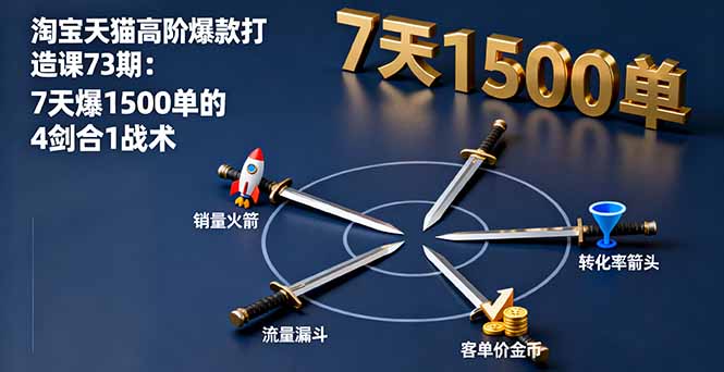 淘宝天猫高阶爆款打造课73期：7天爆1500单的4剑合1战术-副业宝典