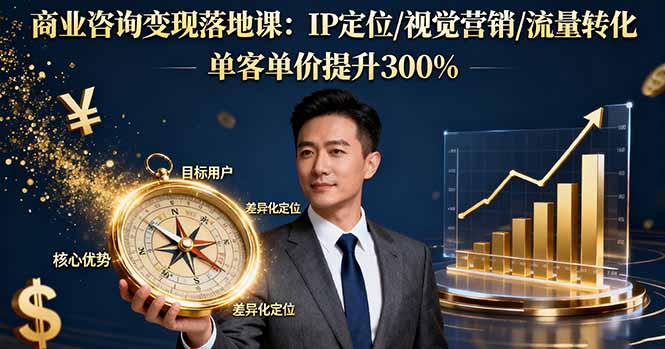 商业咨询变现落地课：IP定位/视觉营销/流量转化，单客单价提升300%-副业宝典