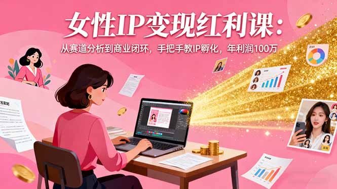 女性IP变现红利课：从赛道分析到商业闭环，手把手教IP孵化，年利润100万-副业宝典