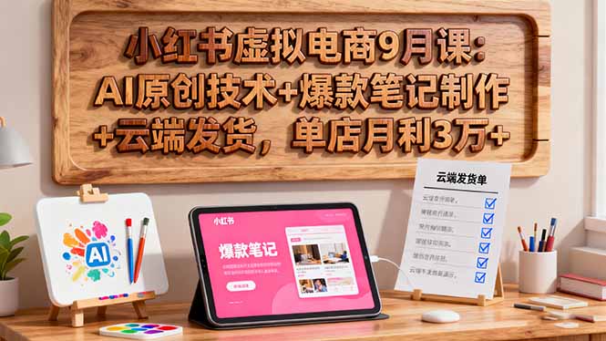 小红书虚拟电商9月课：AI原创技术+爆款笔记制作+云端发货，单店月利3万+-副业宝典