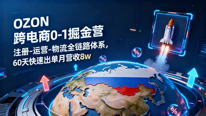 OZON跨境电商0-1掘金营：注册-运营-物流全链路体系，60天快速出单月营收8w-副业宝典