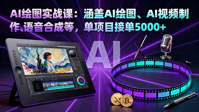 AI绘图实战课：涵盖AI绘图、AI视频制作、语音合成等，单项目接单5000+-副业宝典