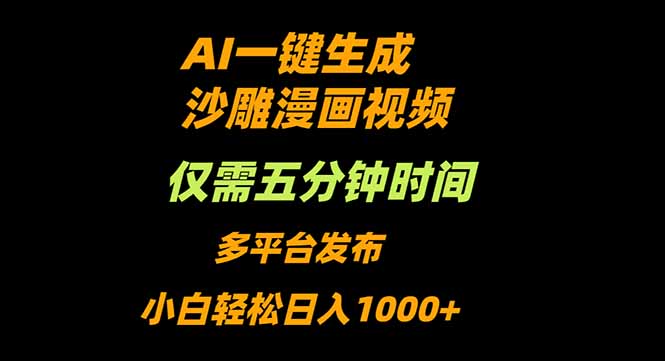 AI一键生成沙雕动漫视频，只需5分钟，小白轻松日入1000+-副业宝典