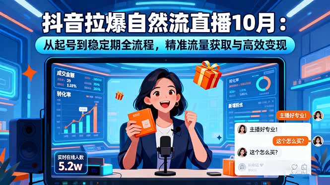 抖音拉爆自然流直播10月：从起号到稳定期全流程，精准流量获取与高效变现-副业宝典
