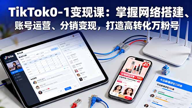 TikTok0-1变现课：掌握网络搭建、账号运营、分销变现，打造高转化万粉号-副业宝典