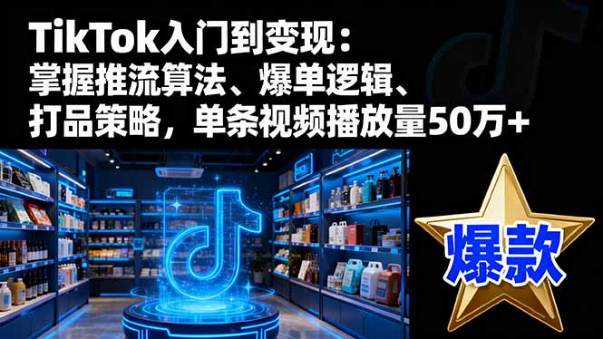 TikTok入门到变现：掌握推流算法、爆单逻辑、打品策略，单条视频播放量50w-副业宝典
