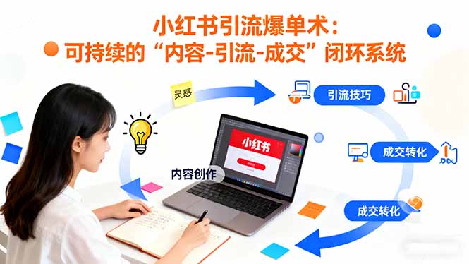 小红书引流爆单术：构建一套低成本 可持续的“内容-引流-成交”闭环系统-副业宝典