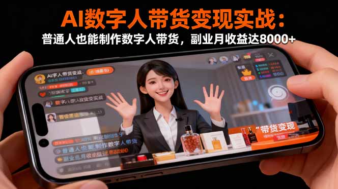 AI数字人带货变现实战：普通人也能制作数字人带货，副业月收益达8000+-副业宝典