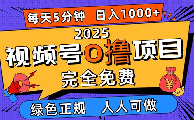 2025视频号0撸项目，5分钟一个号，日入1000+，人人可做-副业宝典