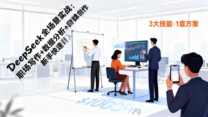 DeepSeek全场景实战：职场写作+数据分析+自媒体创作，新手快速月入过万-副业宝典