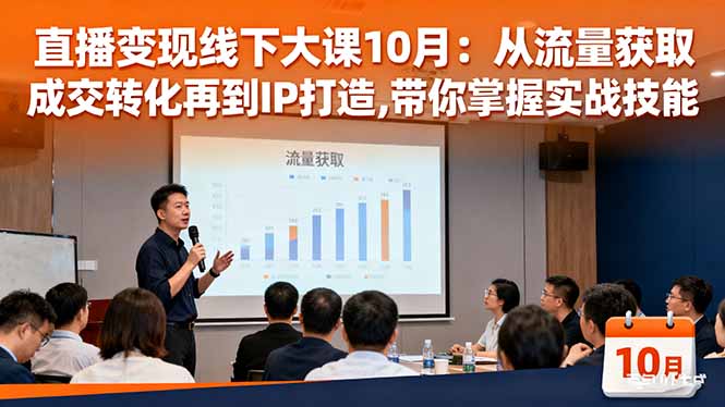 直播变现线下大课10月：从流量获取到成交转化再到IP打造,带你掌握实战技能-副业宝典