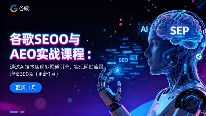 谷歌SEO与AEO实战课程：通过AI技术实现多渠道引流，实现网站流量增长300%-副业宝典