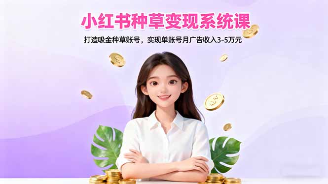 小红书种草变现系统课：打造吸金种草账号，实现单账号月广告收入3-5万元-副业宝典