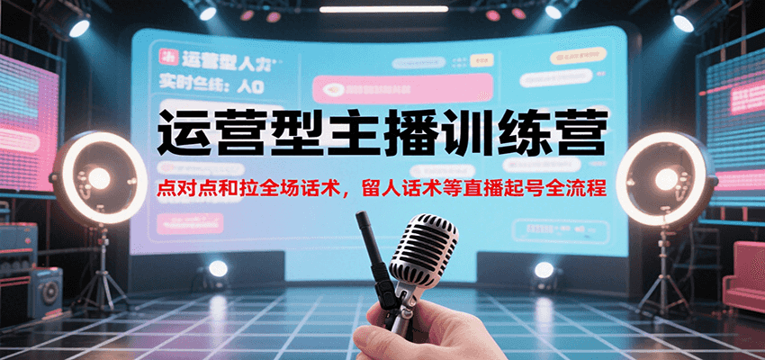 运营型主播训练营，点对点和拉全场话术，留人话术等直播起号全流程(更新8月)-副业宝典