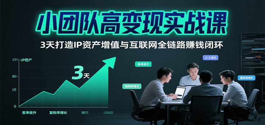 小团队高变现实战课，3天打造IP资产增值与互联网全链路赚钱闭环(第二期)-副业宝典