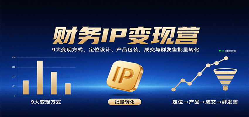财务IP变现营：9大变现方式、定位设计、产品包装，成交与群发售批量转化-副业宝典