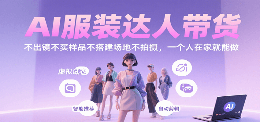 AI服装达人带货，不出镜不买样品不搭建场地不拍摄，一个人在家就能做-副业宝典