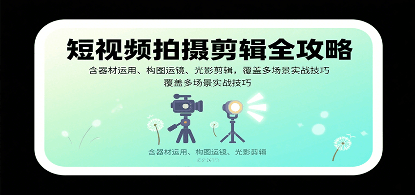 短视频拍摄剪辑全攻略：含器材运用、构图运镜、光影剪辑，覆盖多场景实战技巧-副业宝典